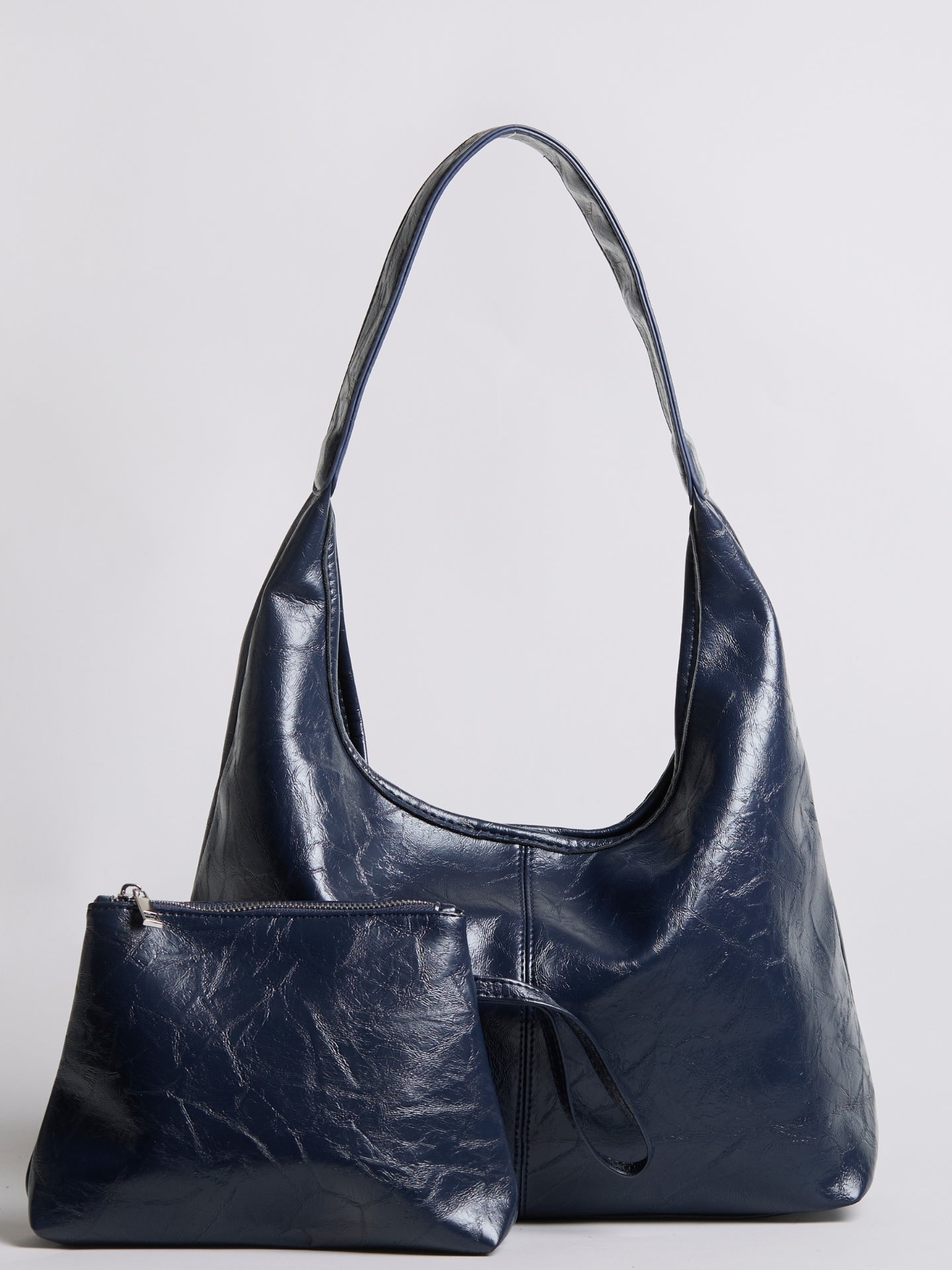 Soft Leather-Effect Tote Bag in Black with Matching Pouch | Spacious Everyday Shoulder Bag with Compartments | Koossa