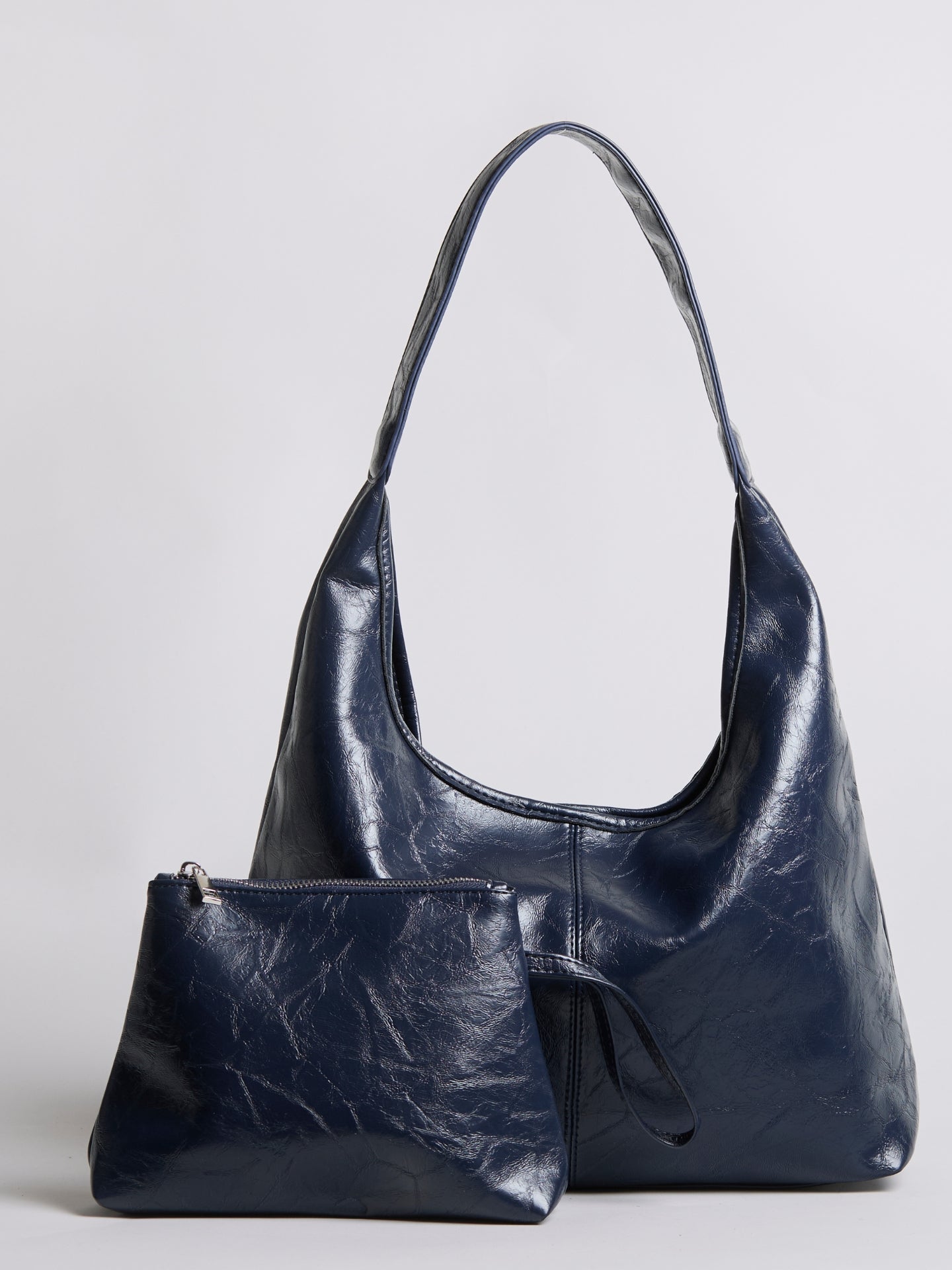 Soft Leather-Effect Tote Bag in Black with Matching Pouch | Spacious Everyday Shoulder Bag with Compartments | Koossa