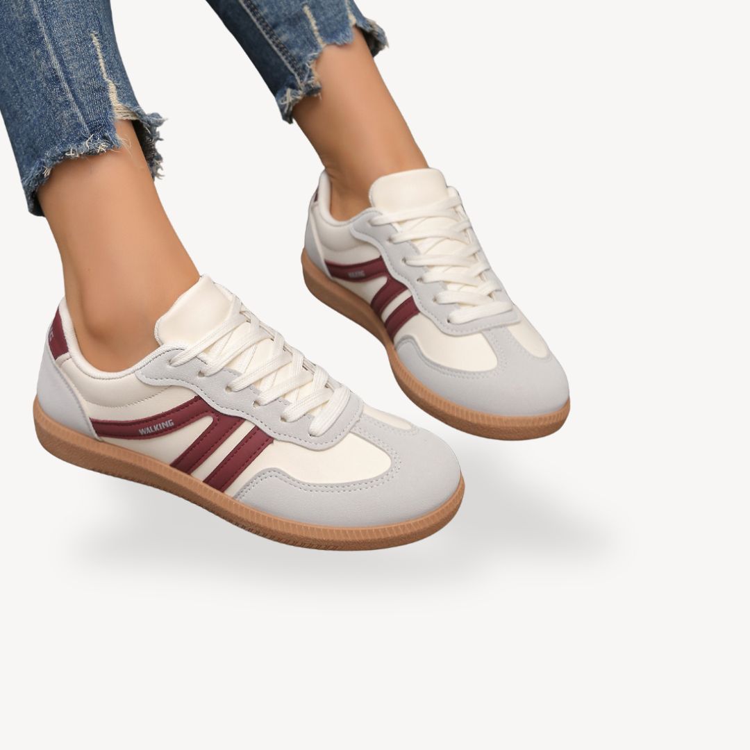 Women's Lace-Up Trainers with Retro Gum Sole in Brown Beige Khaki Grey Black for Everyday Comfort Casual Styling Lightweight Sneakers | Koossa