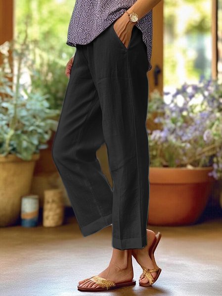 Women's Lightweight Straight-Leg Cropped Trousers in Breathable Cotton Blend — Relaxed Fit for Warm Weather and Smart Casual Wear | Koossa