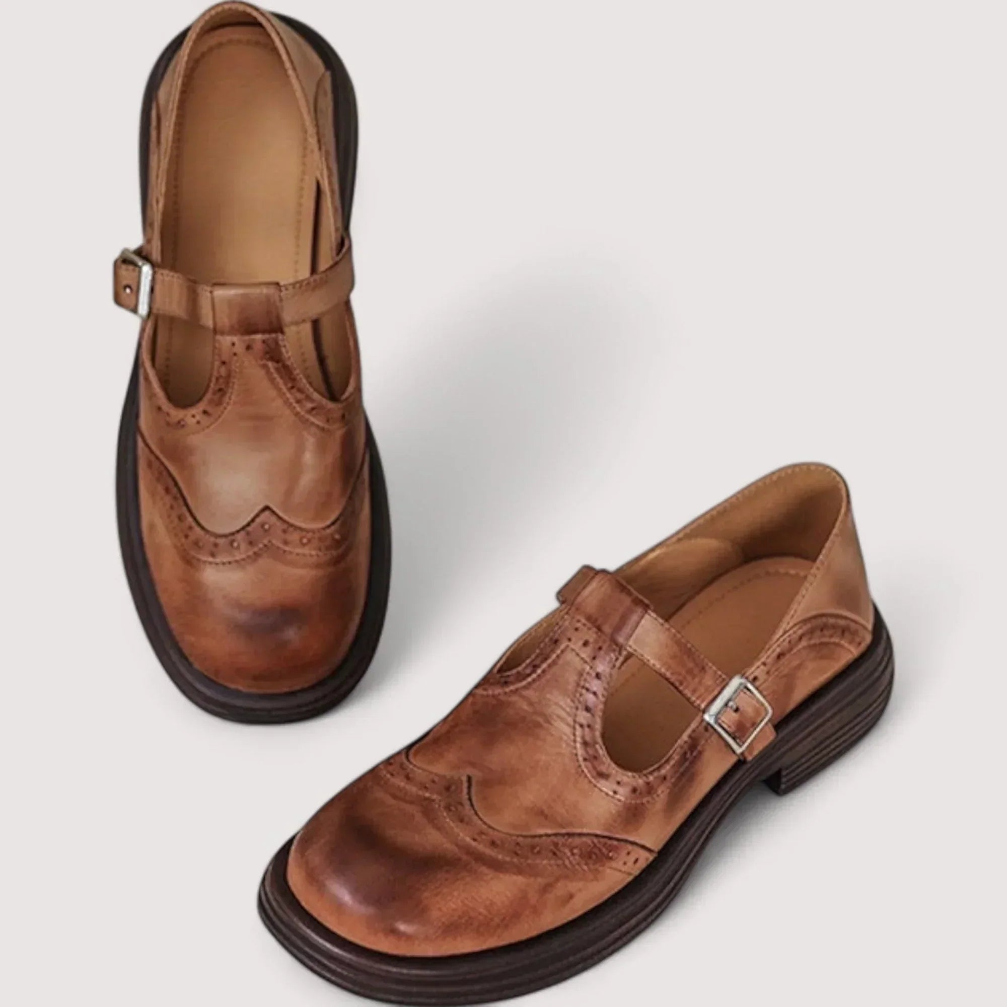 Orthopedic Mary Jane Shoes in Soft Leather with Cushioned Footbed | Supportive Everyday Walking Shoes for Women | Classic Strap Fastening | Koossa