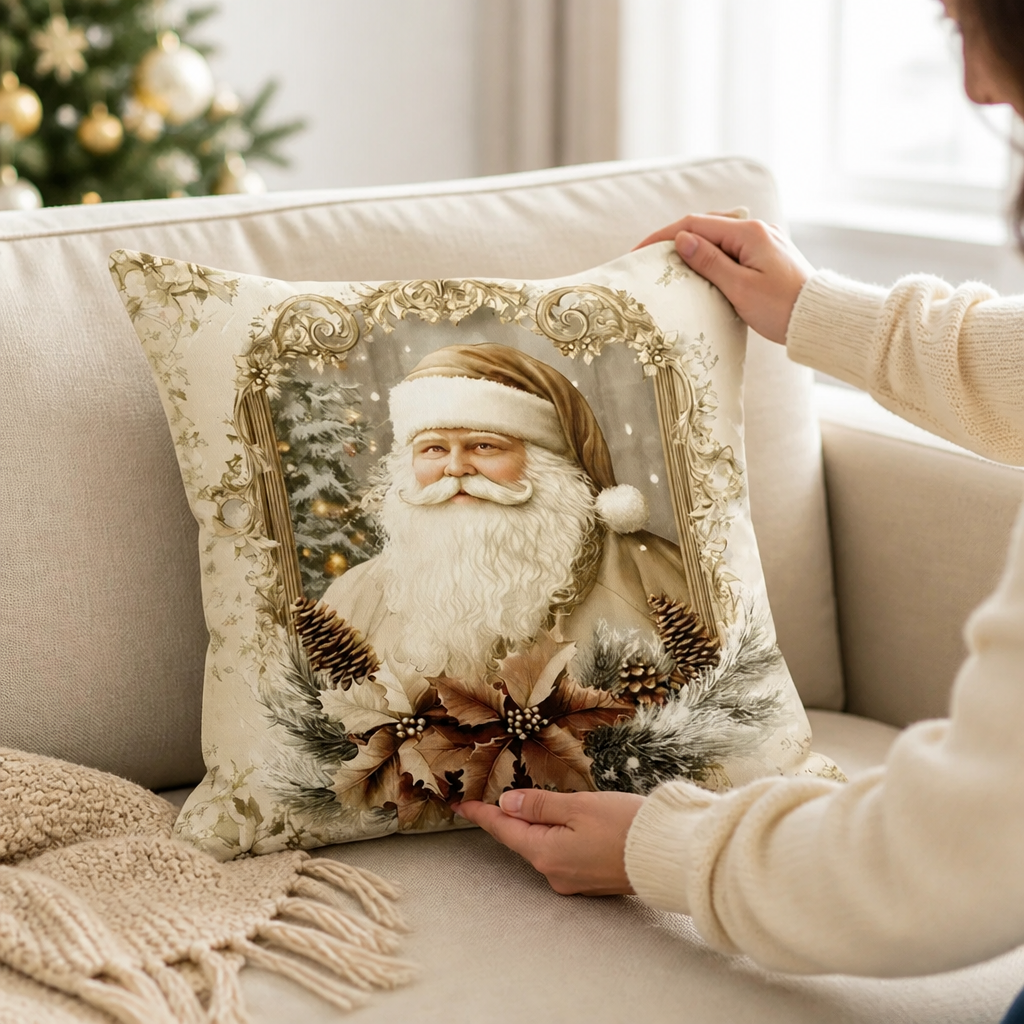 Holiday Pillow Cover 18x18 Inches Gold Velvet Christmas Decorative Throw Pillow Case with Zipper for Festive Sofa Decor | Lonoma