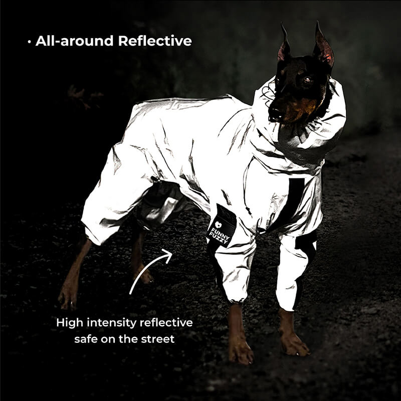Dog Raincoat Reflective Waterproof Polyester All-Around Visibility Windproof UV Protection Adjustable Dog Jacket Coat | Koossa