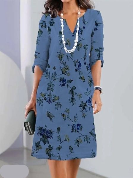 Women's Floral Midi Dress with Floaty Sleeves — Elegant Knee-Length Day Dress for Spring & Summer Occasions | Koossa