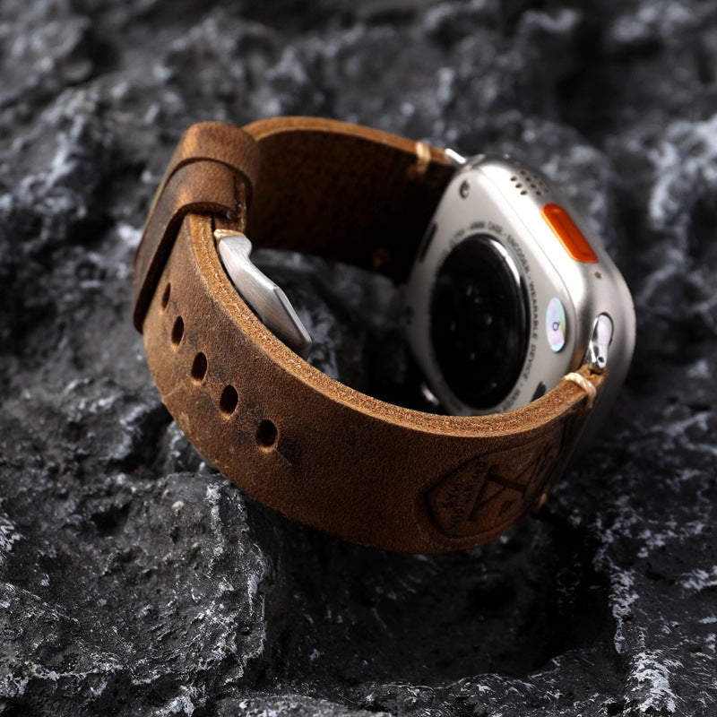 Vintage Apple Watch Strap with Stainless Steel Adapters — Handcrafted Watch Band for Everyday Wear | Koossa