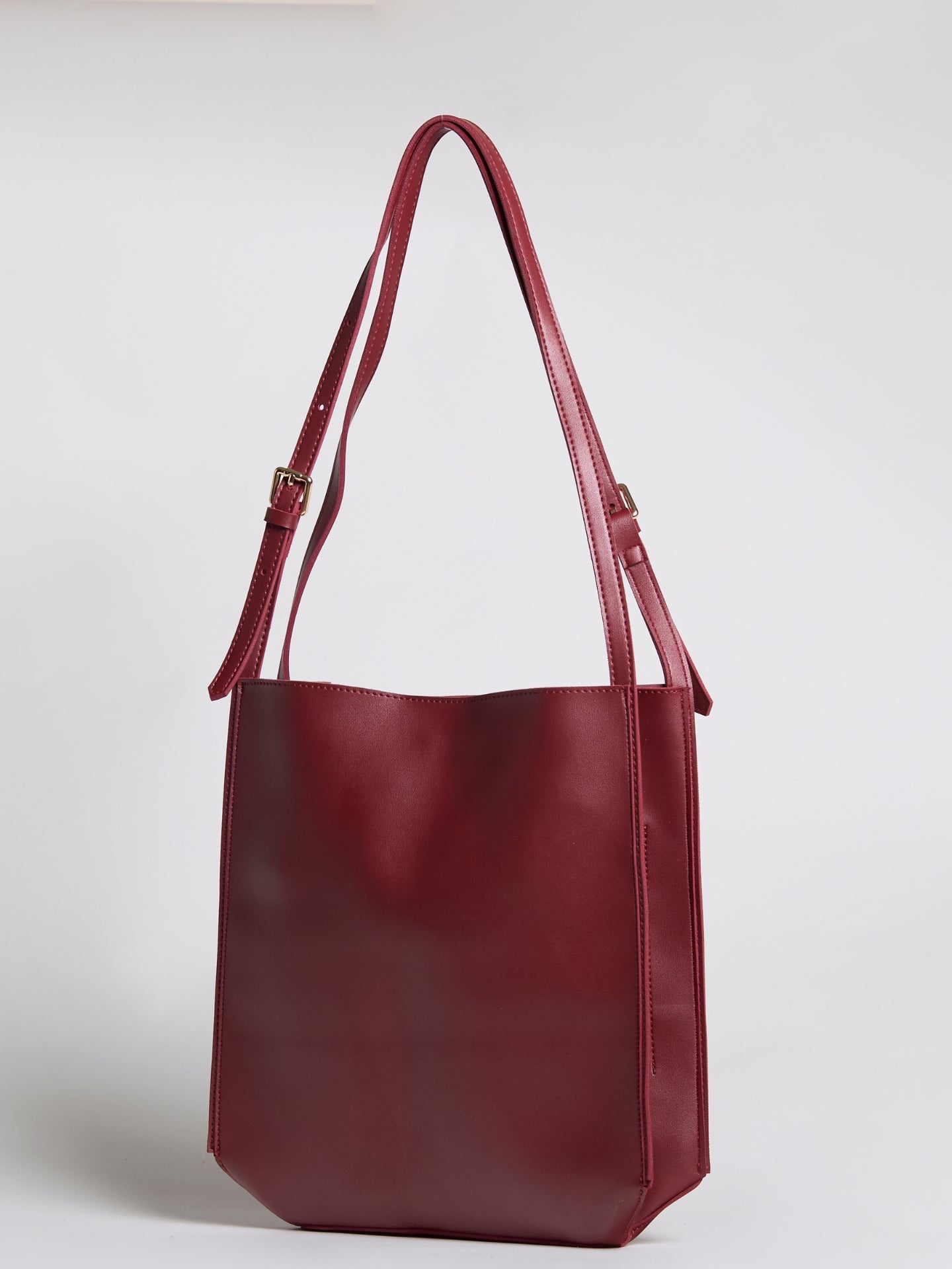 Structured Leather Shoulder Bag with Adjustable Strap and Secure Divider | Koossa