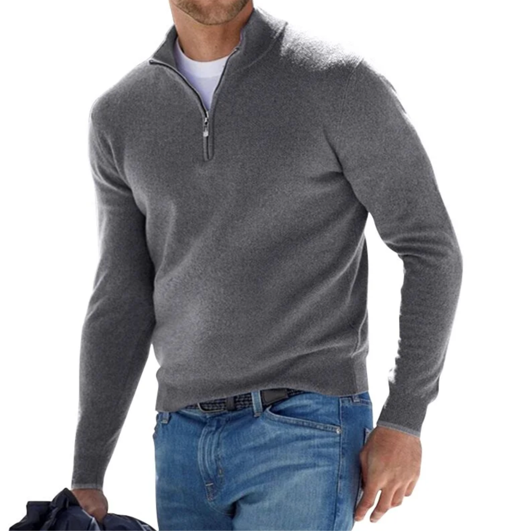 Men's Half-Zip Pullover Jumper — Classic Casual Knitwear for Everyday Comfort & Smart-Casual Style | Koossa
