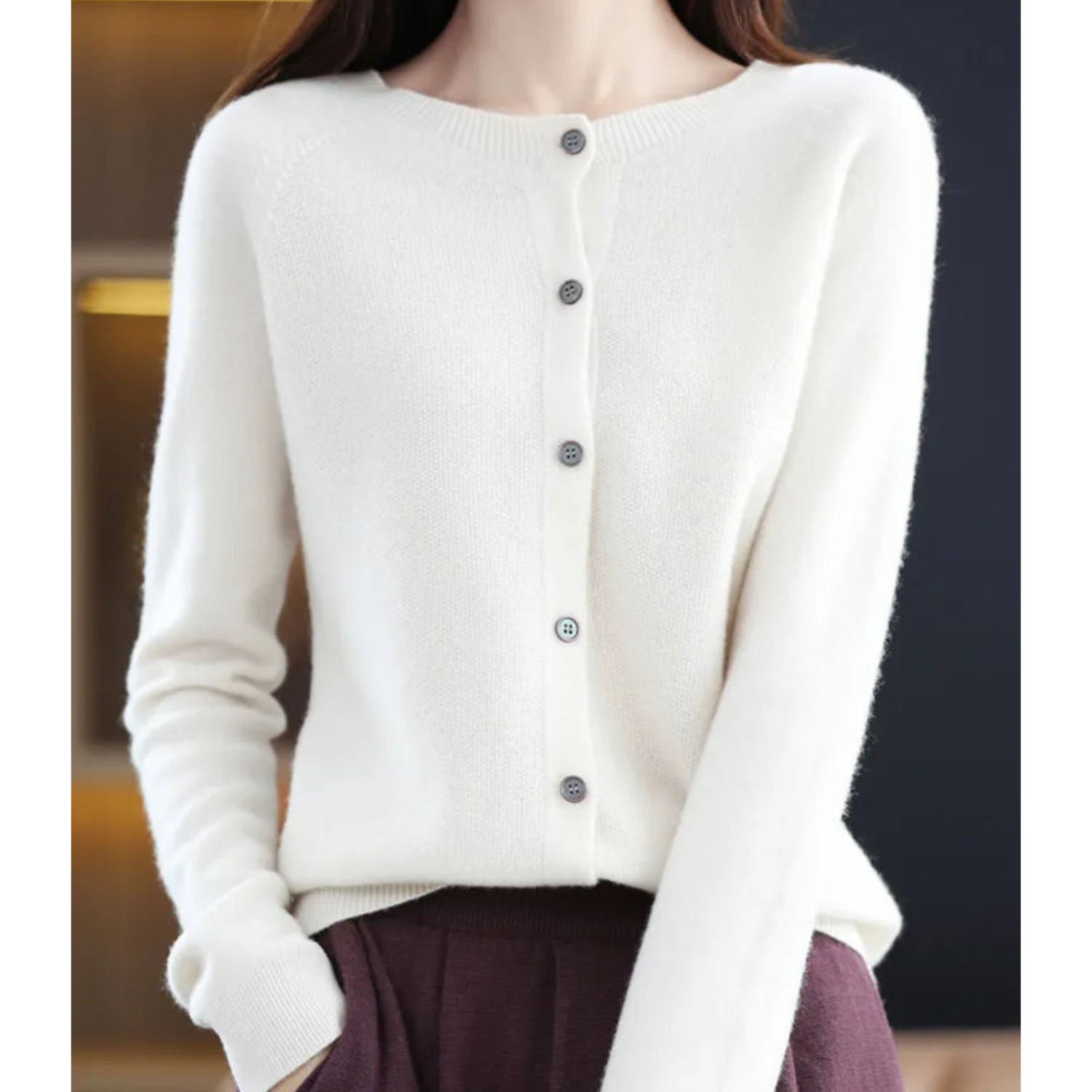 Women's Round Neck Cardigan — Classic Button-Front Knitwear for Layering & Everyday Elegance | Koossa
