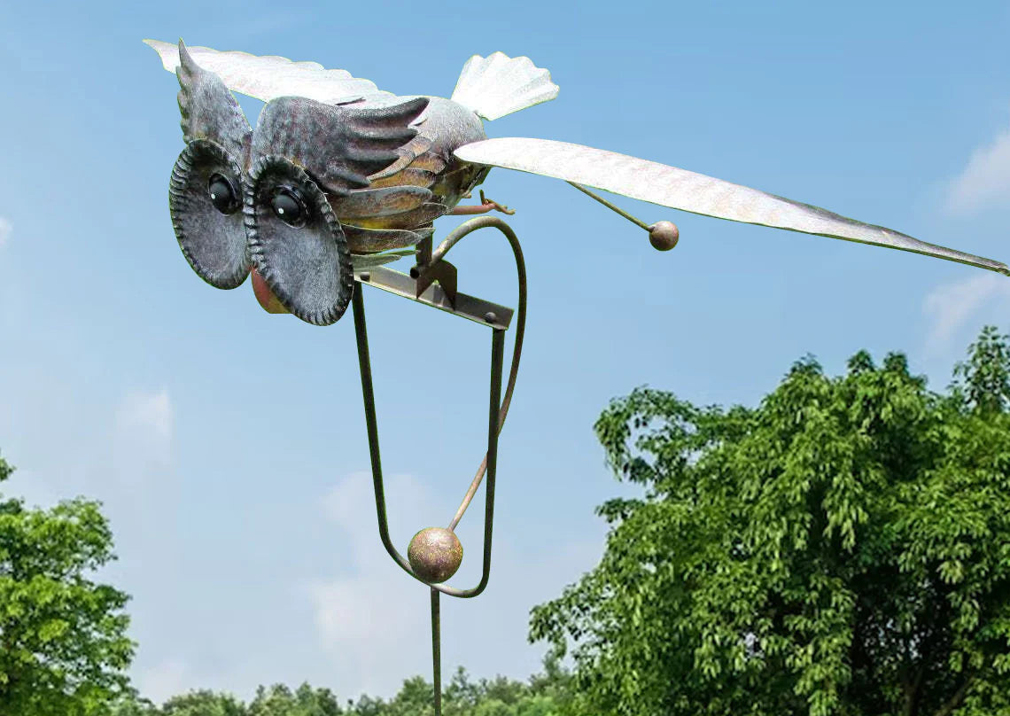 Mobile éolien oiseau en métal argenté pour jardin décoration extérieure résistante aux intempéries ailes animées | Koossa