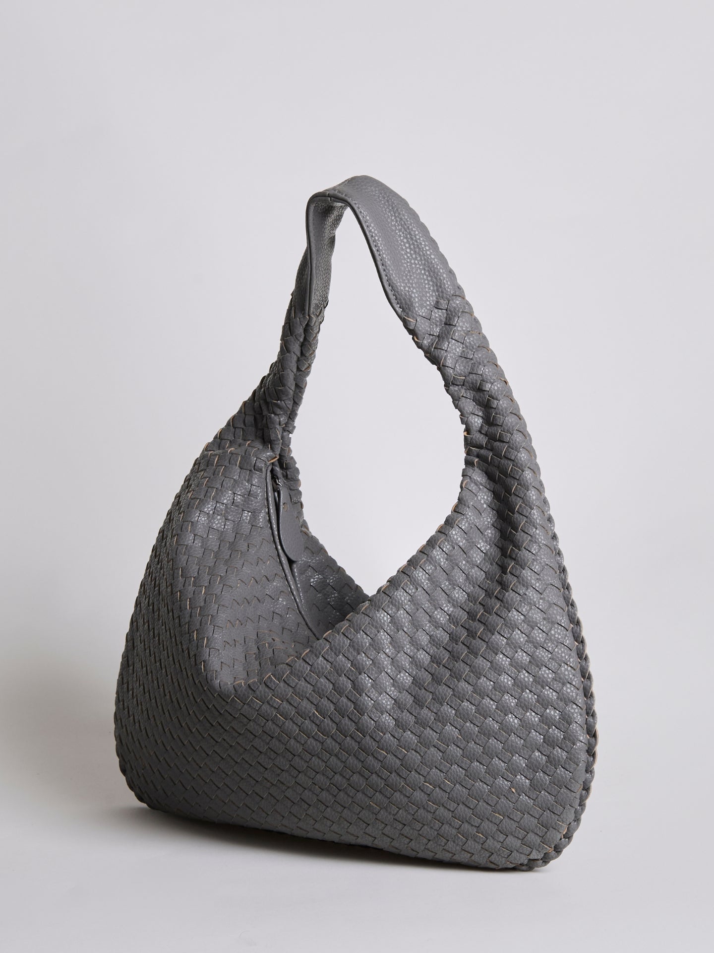 Woven Leather Hobo Bag with Soft Structure in Black, Wine Red, Sage Green & More | Koossa