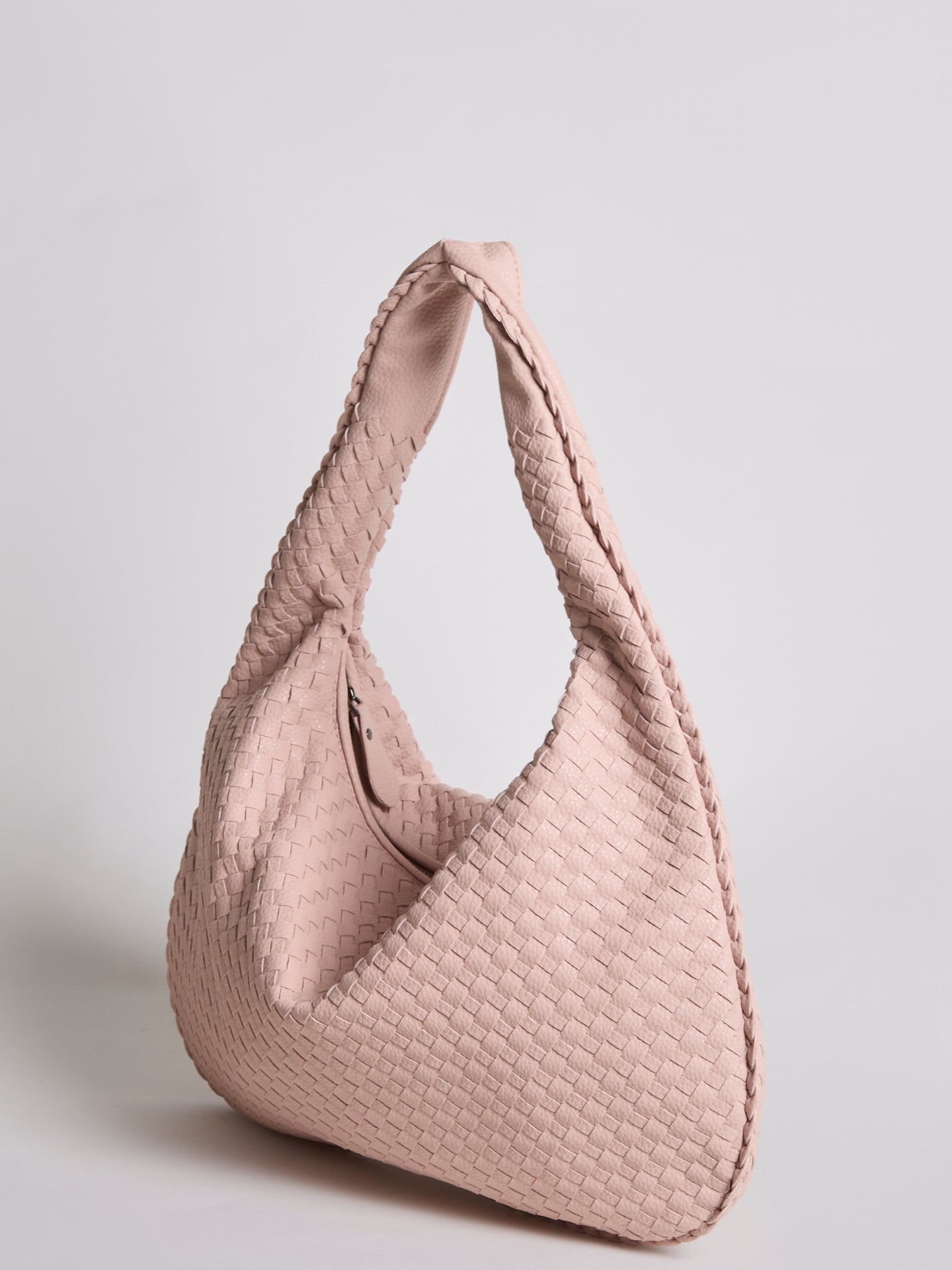 Woven Leather Hobo Bag with Soft Structure in Black, Wine Red, Sage Green & More | Koossa