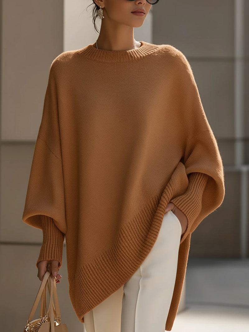Women's Oversized Round Neck Knitted Jumper — Relaxed Fit Pullover for Everyday Elegance & Casual Autumn Layering | Koossa