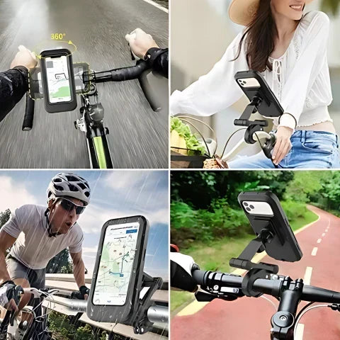 Support Téléphone Vélo Étanche Tactile Rotatif 360° Noir pour Navigation GPS sous la Pluie et par Tout Temps | Koossa