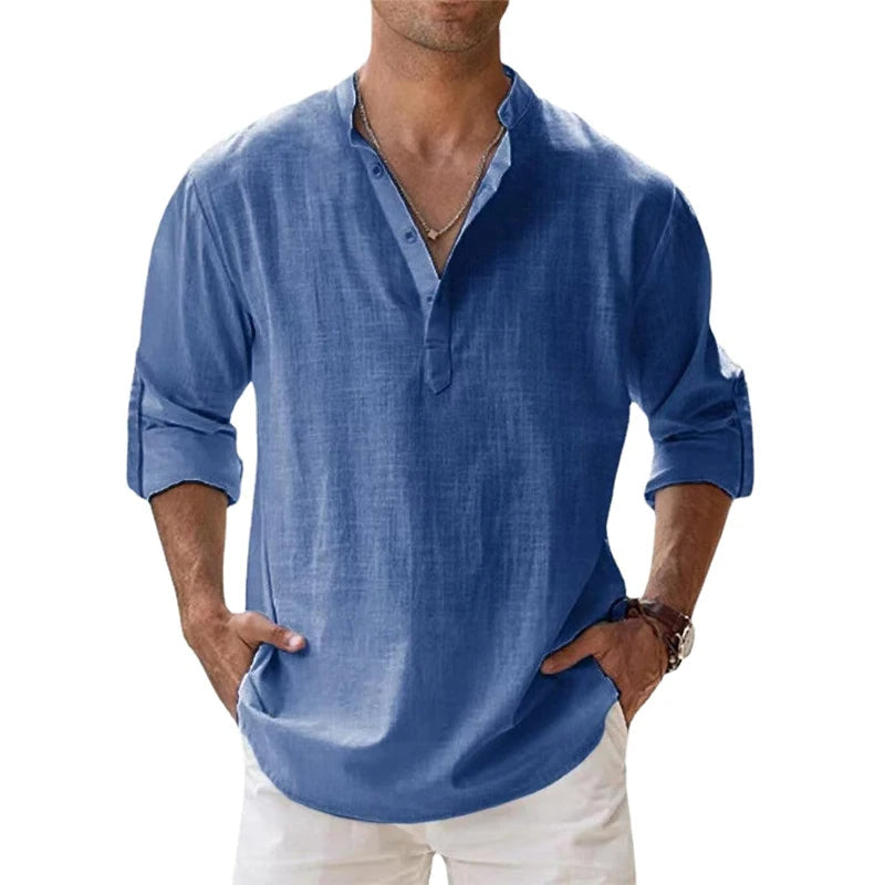 Men's Long-Sleeve Shirt in Classic Colours — Relaxed Fit Everyday Shirt for Spring & Summer Wear | Koossa