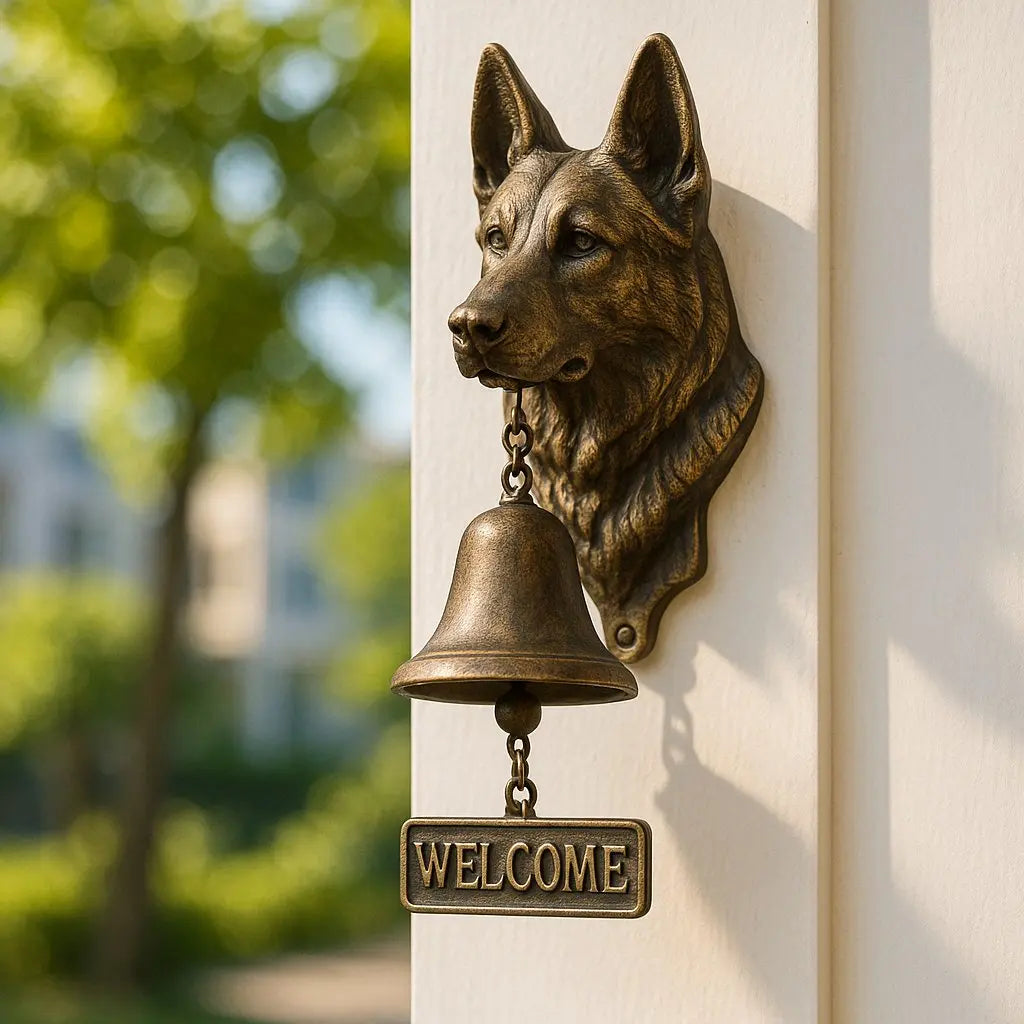 Dog Breed Door Bell Cast Metal Wall Mount Chime Antique Bronze Finish Decorative Outdoor Indoor Entry Greeter 10.6 Inch | Lonoma
