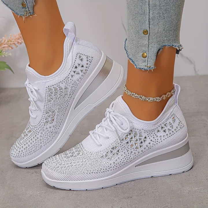 Women's Ergonomic Lace-Up Trainers in Premium Canvas with Cushioned Sole for All-Day Comfort | Koossa