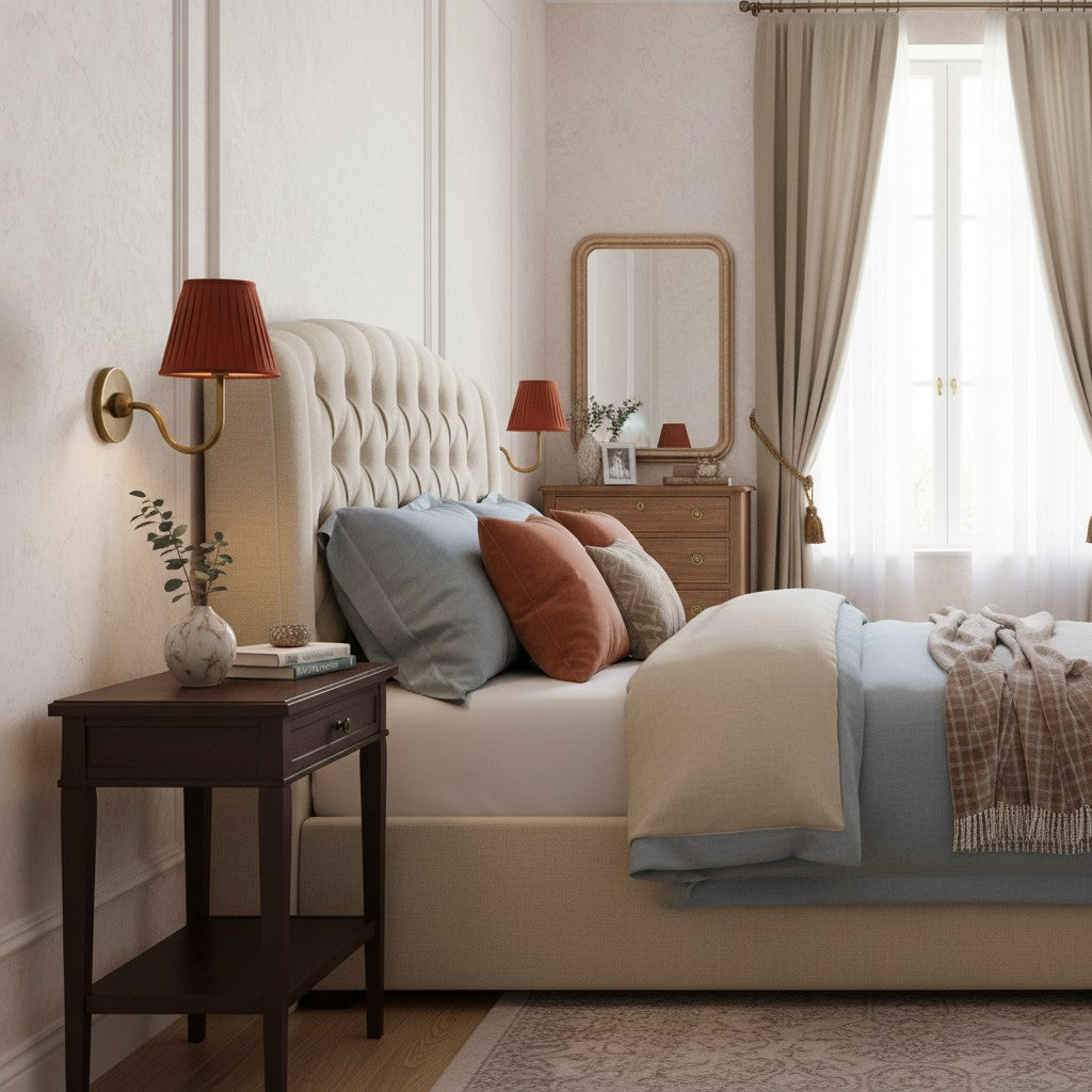 Applique murale élégante à abat-jour plissé en tissu – Éclairage classique et raffiné pour chambre et salon | Koossa