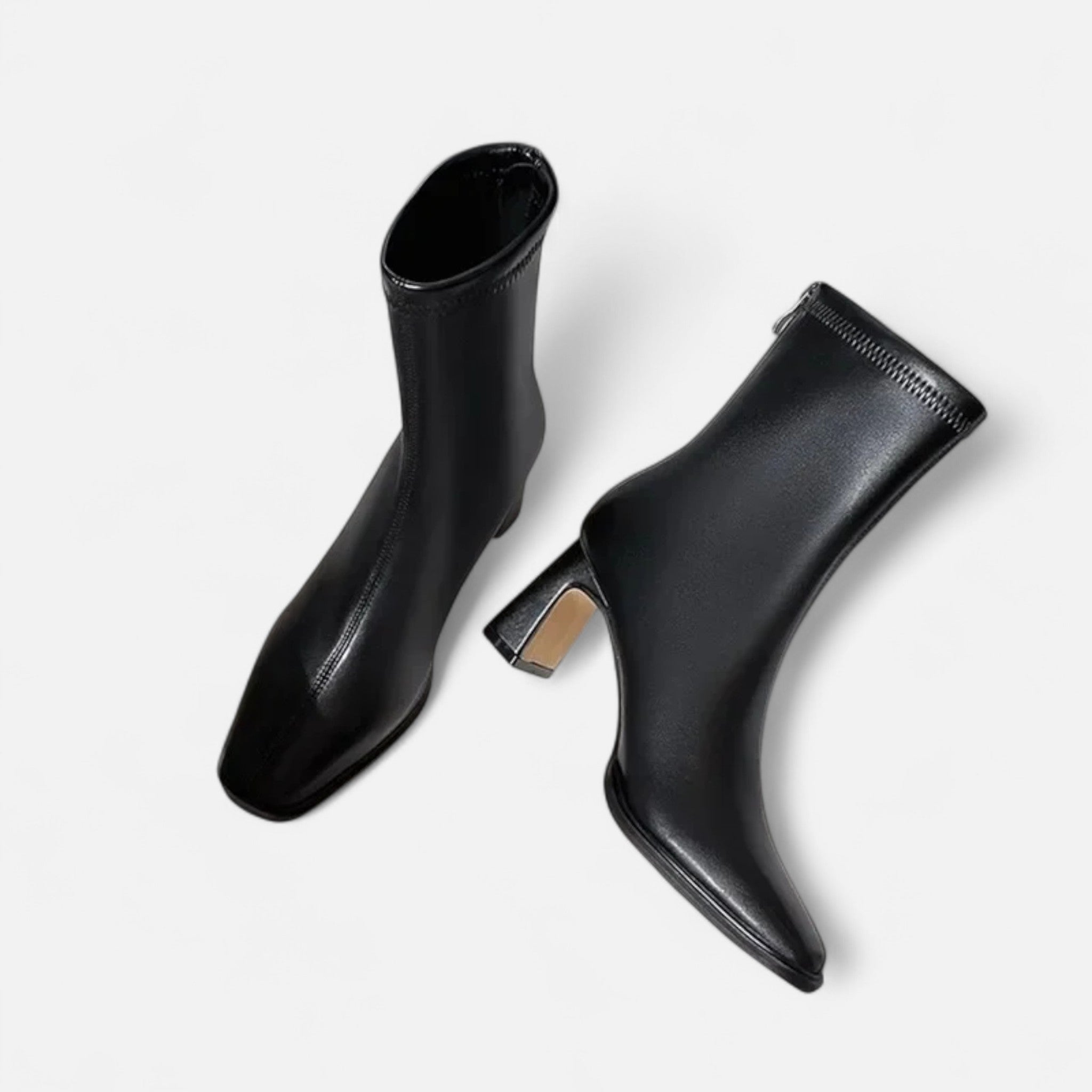 Women's Square-Toe Ankle Boots with Block Heel and Warm Lining | Classic Winter Footwear for Work and Weekends | Koossa