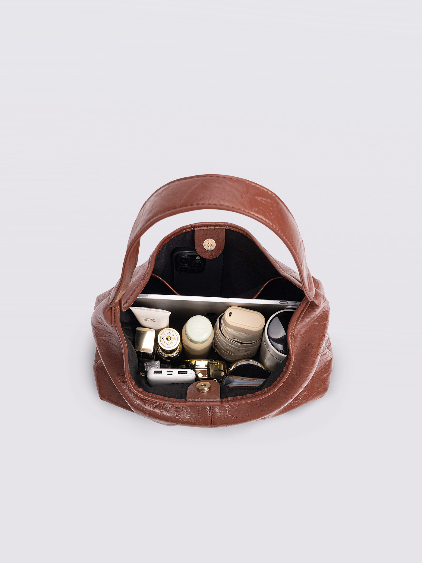 Soft Leather-Effect Tote Bag in Black with Matching Pouch | Spacious Everyday Shoulder Bag with Compartments | Koossa