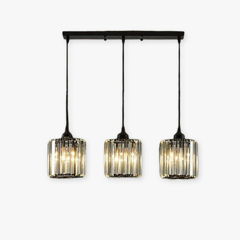Cylinder Glass Drop Light Fixture with Metal Frame | Adjustable Hanging Height for Kitchen Island and Dining Area | E27 Socket | Lonoma