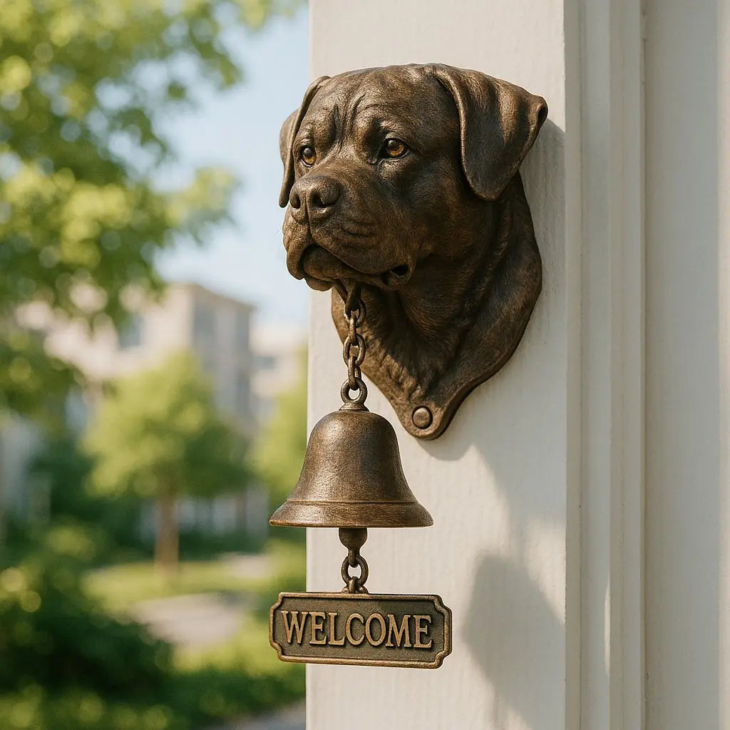 Dog Breed Door Bell Cast Metal Wall Mount Chime Antique Bronze Finish Decorative Outdoor Indoor Entry Greeter 10.6 Inch | Lonoma