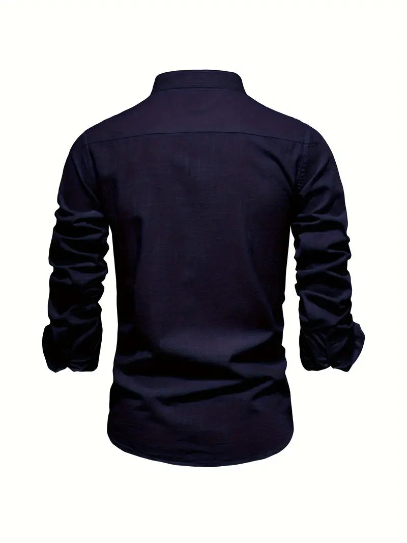 Men's Slim Fit Long Sleeve Shirt in Cotton Blend | Classic Tailored Collar | Smart Casual Workwear | Koossa
