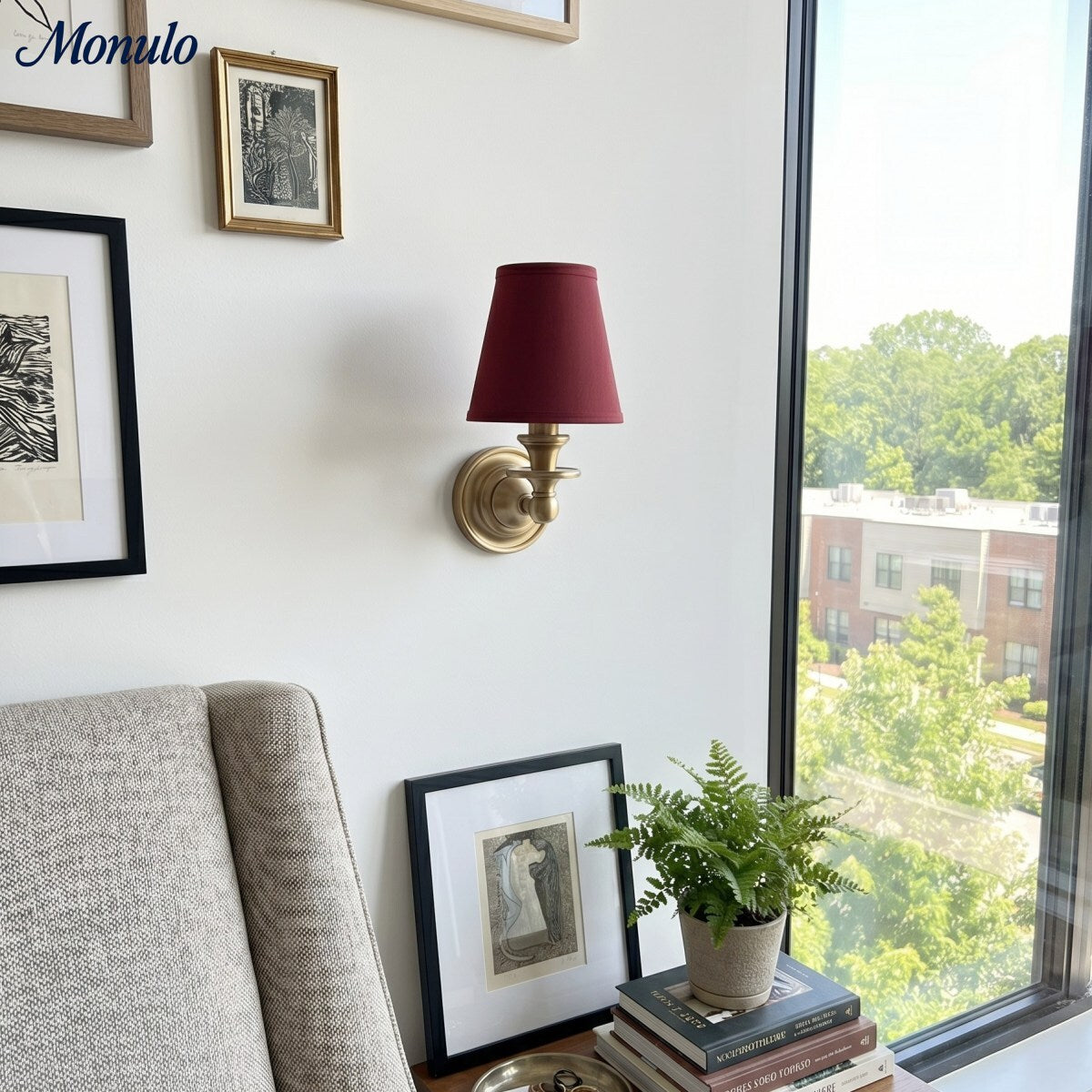Adjustable Reading Wall Sconce with Fabric Shade & Gooseneck Arm – Wrought Iron Light for Bedroom, Living Room & Hallway | Lonoma