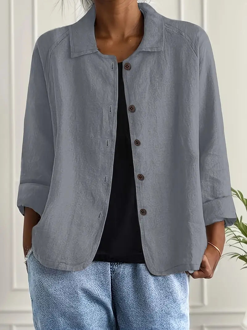 Women's Long Sleeve Shirt — Classic Breathable Button-Through Blouse for Everyday Comfort & Relaxed Tailoring | Koossa
