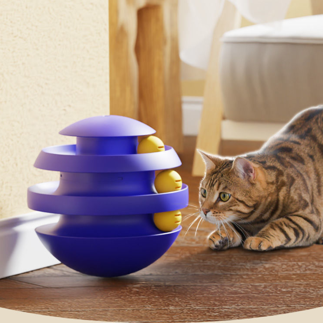 Cat Tumbler Track Ball Toy 220mm Spiral Orbit 3-Layer Planet Ball Interactive Chase Swat Indoor Kitten Adult Play | Koossa