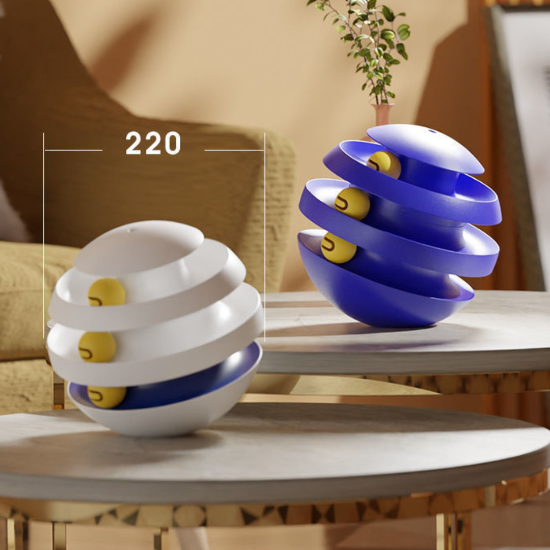 Cat Tumbler Track Ball Toy 220mm Spiral Orbit 3-Layer Planet Ball Interactive Chase Swat Indoor Kitten Adult Play | Koossa