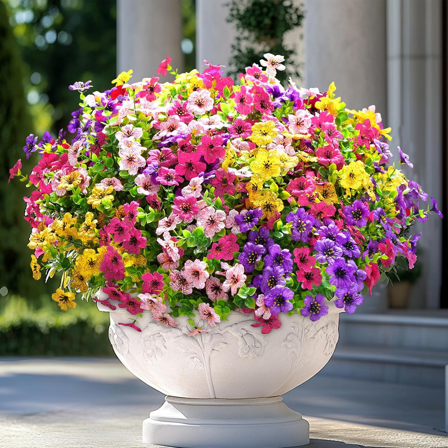 Fleurs Artificielles Résistantes UV Multicolores Décoration Permanente Intérieur Extérieur Jardin Terrasse | Koossa