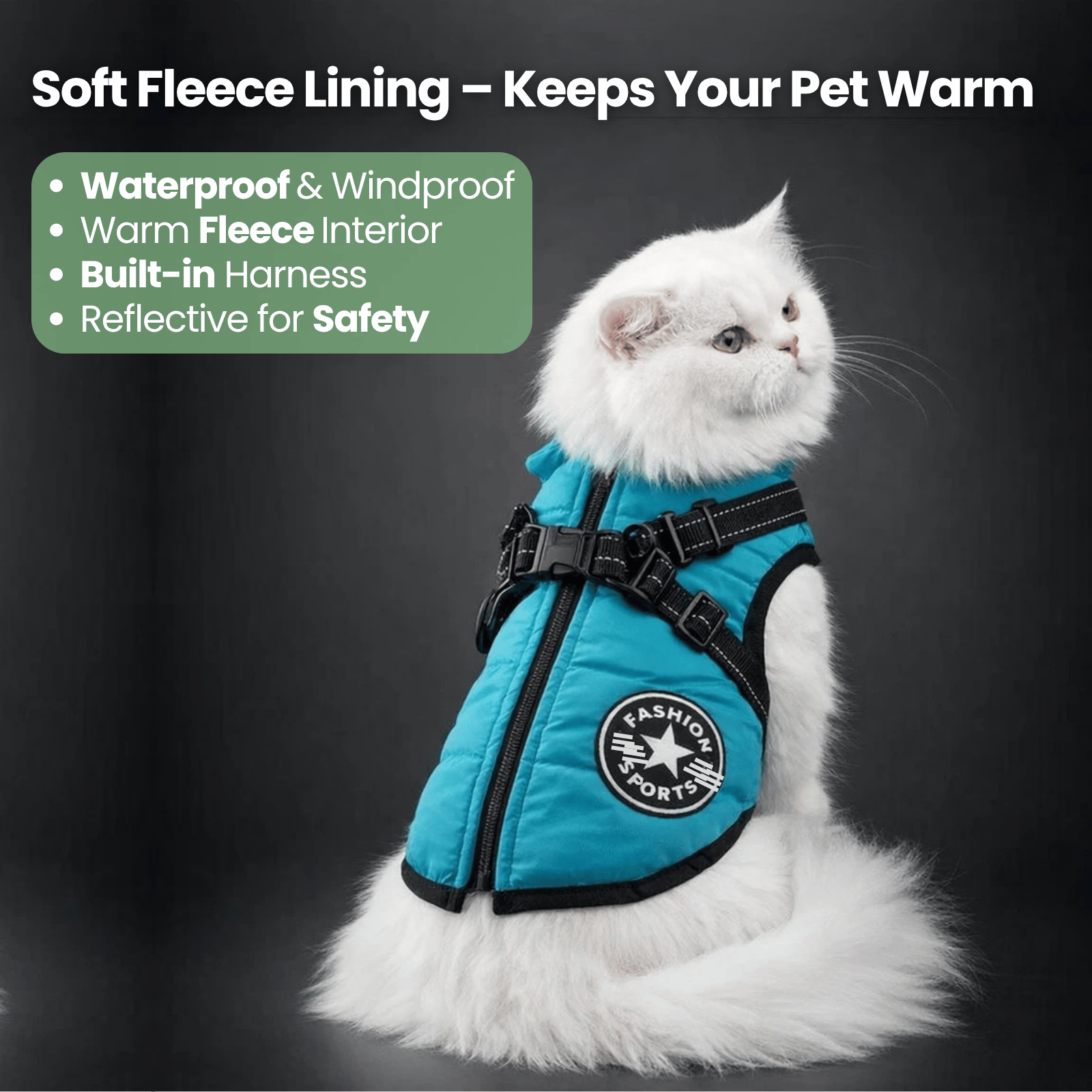 Dog Jacket Harness 2-in-1 Waterproof Fleece Lined Reflective S to 5XL Small Large Dogs Winter Coat Zip | Koossa
