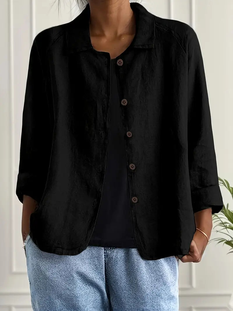 Women's Long Sleeve Shirt — Classic Breathable Button-Through Blouse for Everyday Comfort & Relaxed Tailoring | Koossa