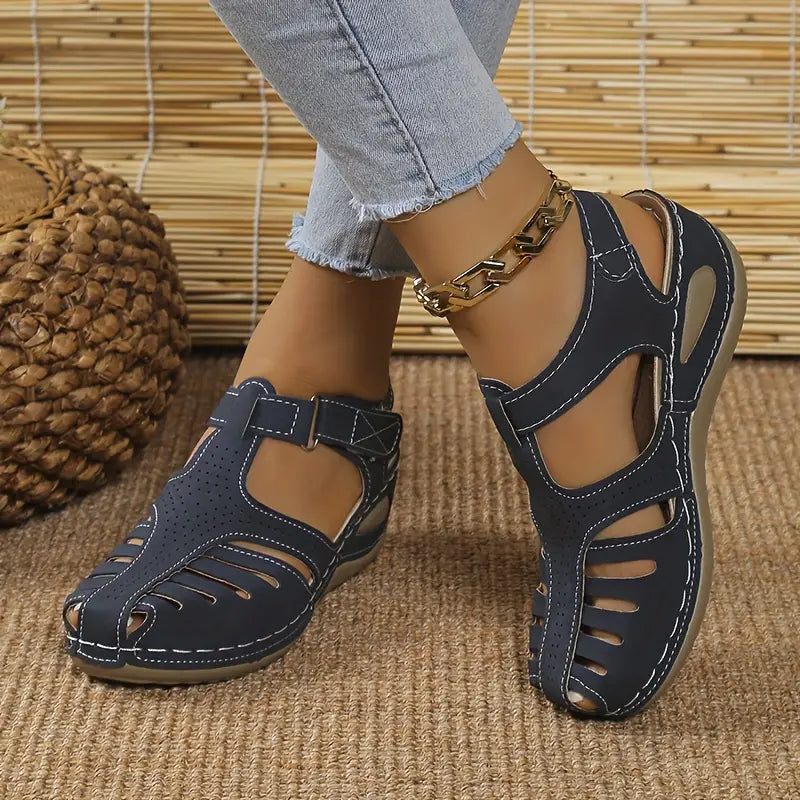Women's Open-Toe Wedge Sandals with Supportive Footbed — Comfortable Summer Footwear for All-Day Wear | Koossa
