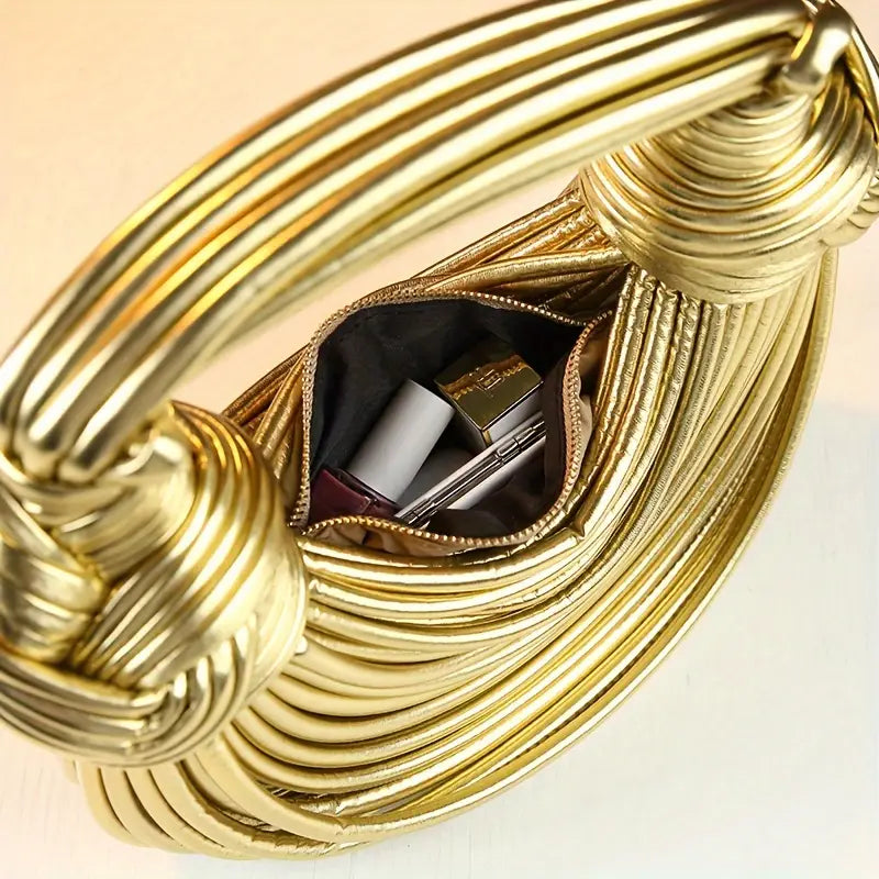 Sculptural Metallic Evening Bag with Detachable Strap in Six Lustrous Finishes | Koossa