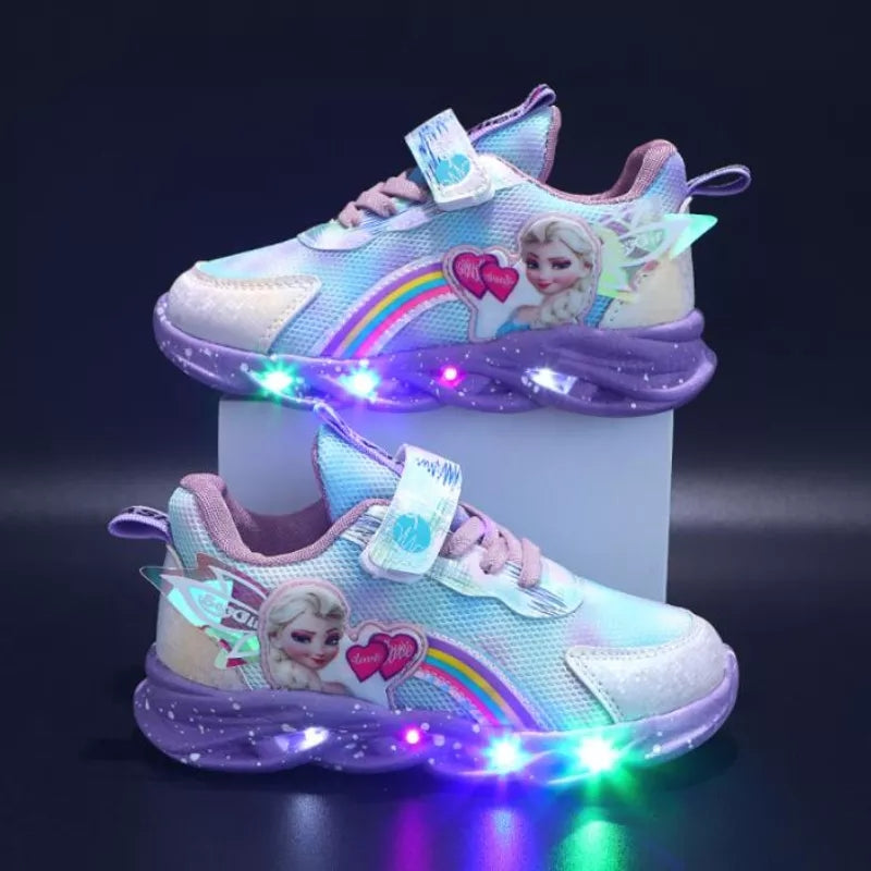Girls' Light-Up LED Trainers in Pink and Purple — Sparkle Princess Sneakers for Active Children | Koossa