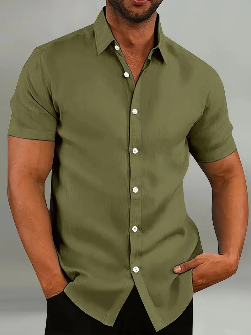 Men's Short-Sleeved Cotton Shirt in Eight Classic Colours – Perfect for Relaxed Warm-Weather Dressing, Garden Parties, and Coastal Escapes | Koossa