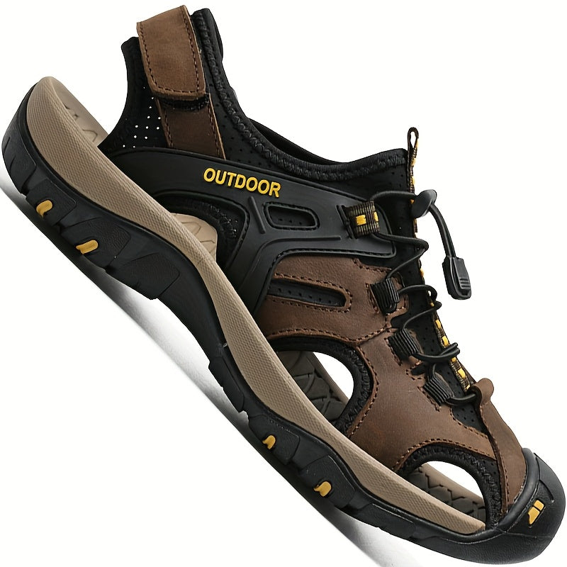 Men's Leather Fisherman Sandals, Closed Toe Breathable Summer Sandals for Walking, Hiking, Beach & Casual Outdoor Wear | Lonoma