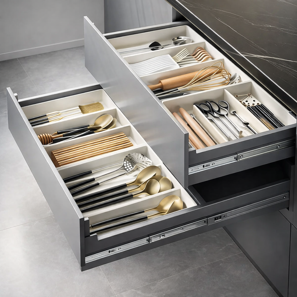 Organiseur de Tiroir Extensible Modulable Cuisine Bureau Salle de Bains Rangement Accessoires Couverts | Koossa