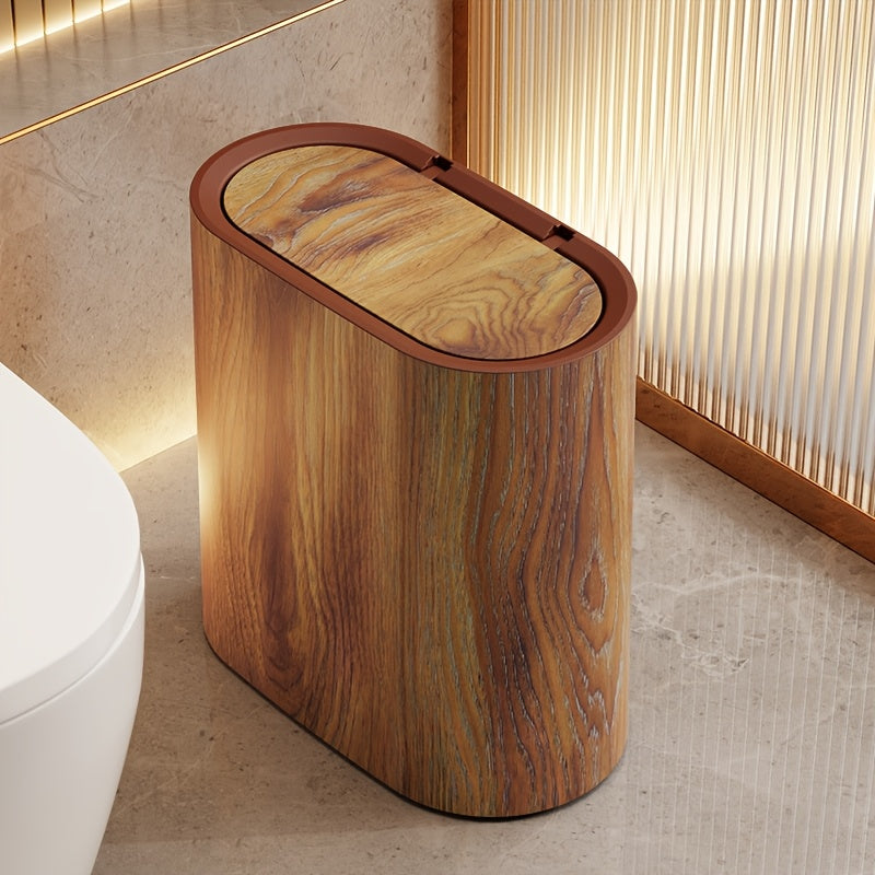 Poubelle Ovale Effet Marbre avec Couvercle 29 cm Salle de Bains Cuisine Compacte Décor Contemporain Élégant | Koossa