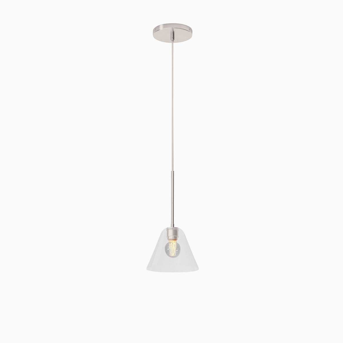 Tapered Glass Hanging Fixture with Metal Canopy – E26 Socket – Dimmable for Dining Room, Island, Entryway | Lonoma