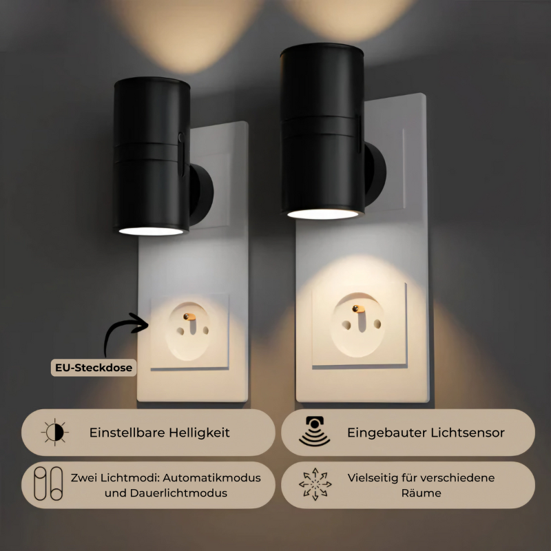 Plug-In LED Night Light with Motion Sensor & Dimmer – Automatic Dusk-to-Dawn Lamp for Hallway, Bedroom & Bathroom | Lonoma