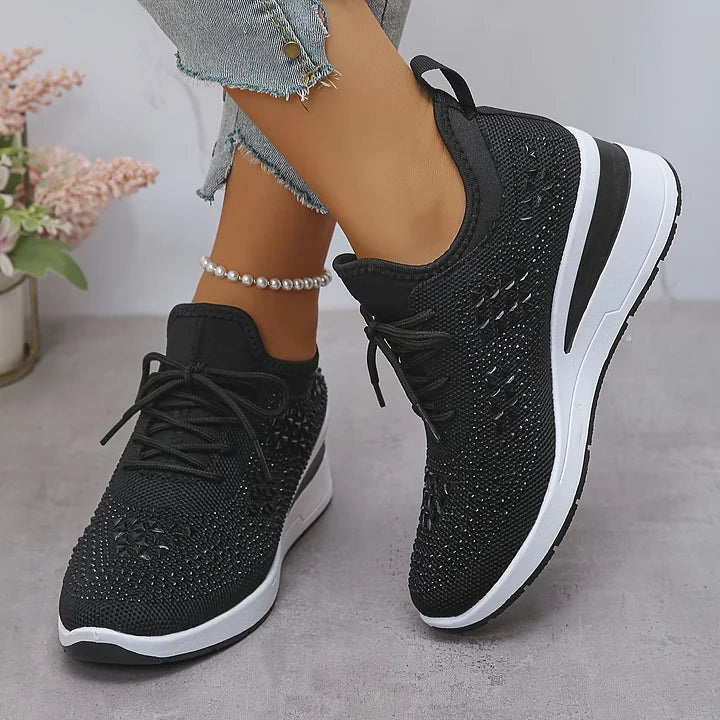 Women's Ergonomic Lace-Up Trainers in Premium Canvas with Cushioned Sole for All-Day Comfort | Koossa
