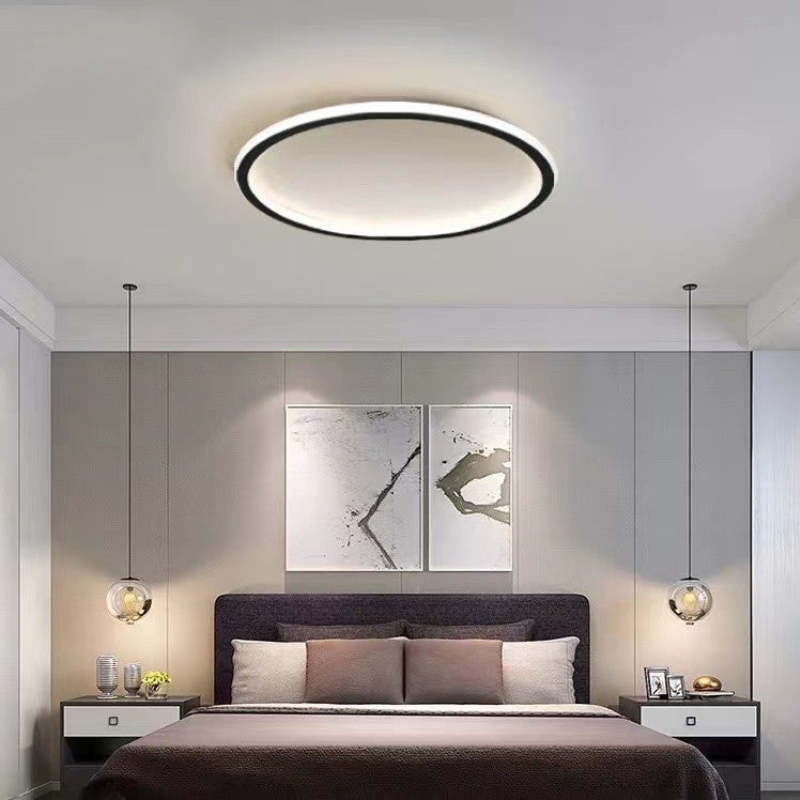 Round Flush Mount Ceiling Light Fixture LED Dimmable Metal Acrylic Shade Hardwired Modern Overhead Lighting for Bedroom Hallway Kitchen | Lonoma