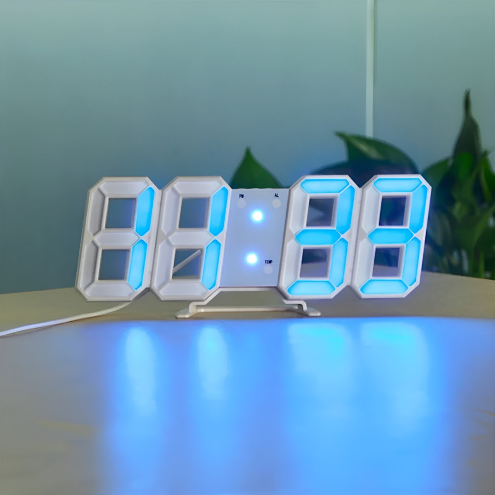Horloge Murale LED 3D Grand Affichage Lumineux Intensité Réglable Mode Nuit Décoration Moderne Intérieure | Koossa