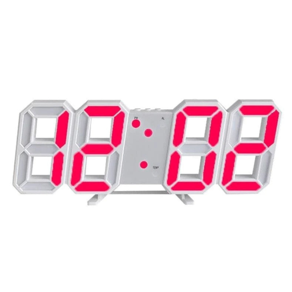 Horloge Murale LED 3D Grand Affichage Lumineux Intensité Réglable Mode Nuit Décoration Moderne Intérieure | Koossa