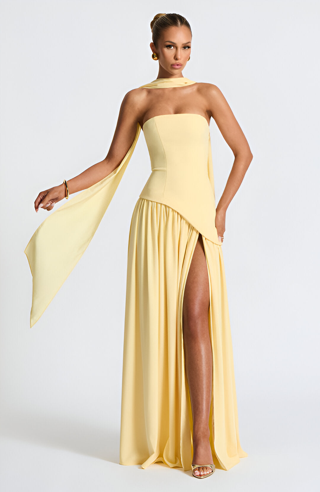 Women's Backless Maxi Dress with Delicate Straps — Elegant Evening Dress for Summer Occasions & Special Events | Koossa