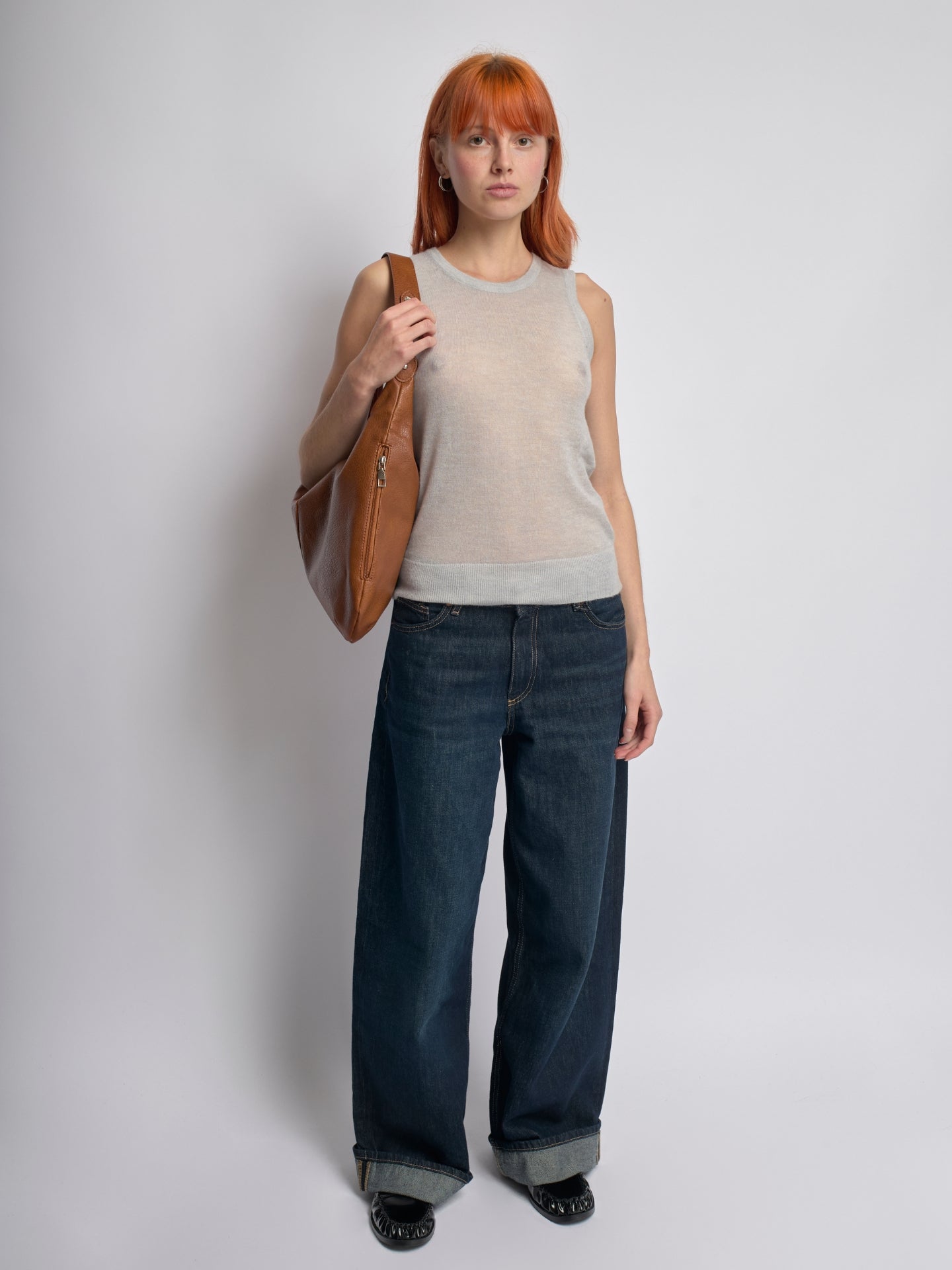 Slouchy Hobo Bag in Vegan Leather with Metal Ring Details – Spacious Everyday Shoulder Bag with Zip Compartments | Koossa