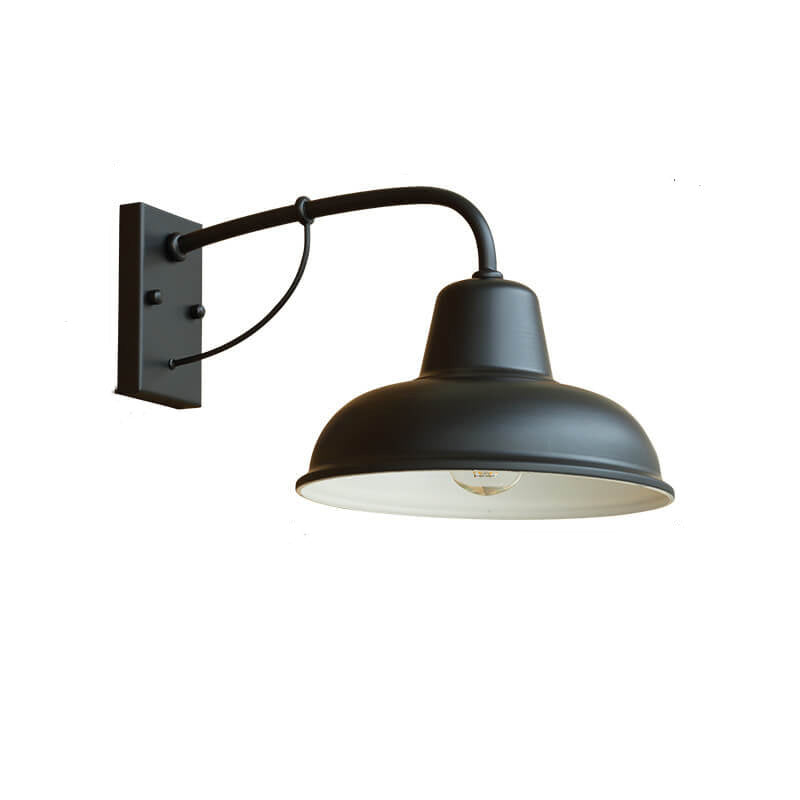 Black Iron Industrial Outdoor Wall Sconce, Hardwired E26 Exterior Light Fixture for Porch, Garage, Patio, Garden Fence & Entryway | Lonoma