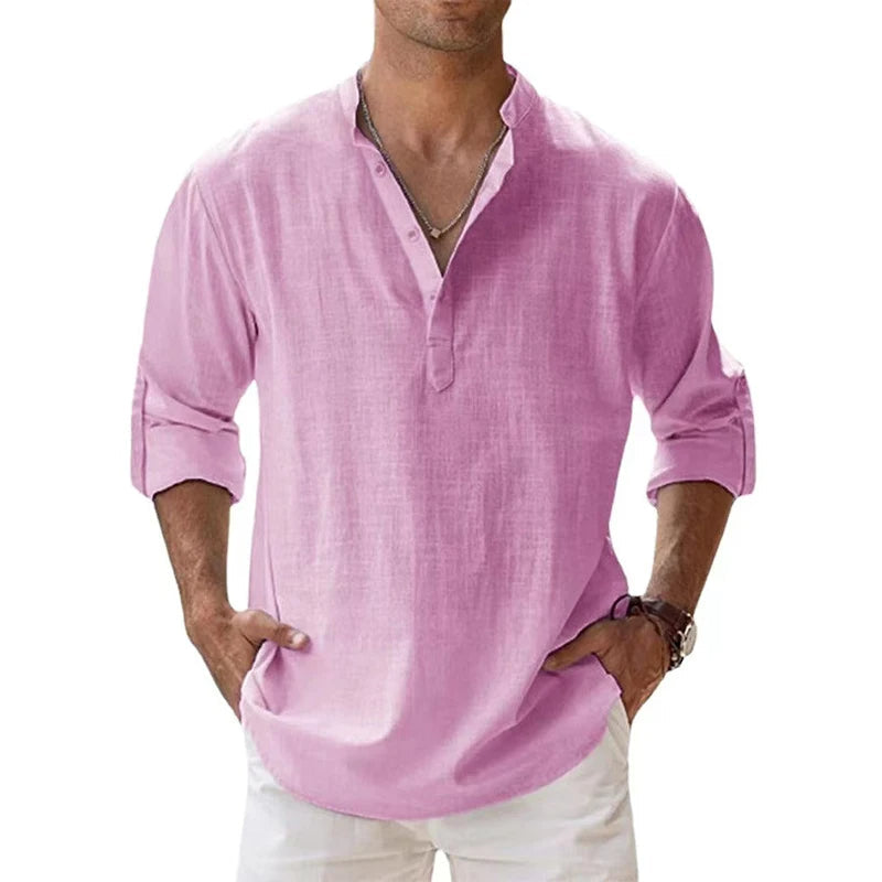 Men's Long-Sleeve Shirt in Classic Colours — Relaxed Fit Everyday Shirt for Spring & Summer Wear | Koossa
